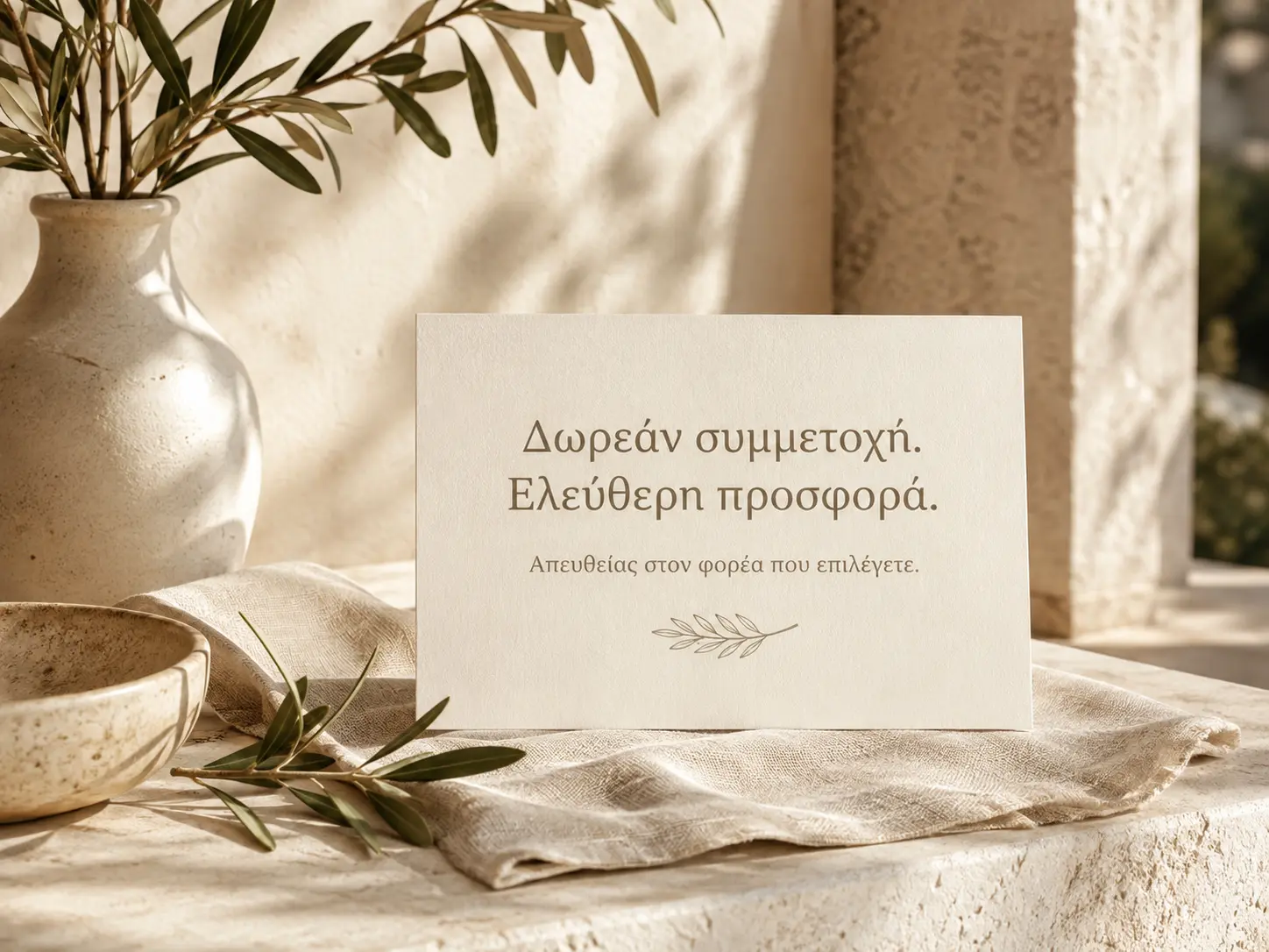 Κάρτα με μήνυμα δωρεάν συμμετοχής και ελεύθερης προσφοράς για τον διαλογισμό Ιόχρου Φλόγας P4ALL